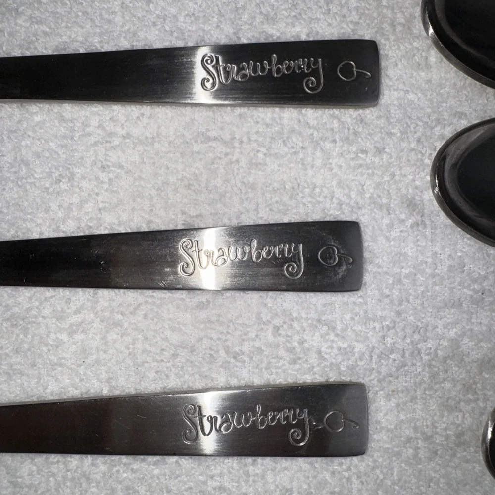 9 Pottery Barn Ice Cream Serving Spoons Strawberry Vanilla Chocolate Choco Chip